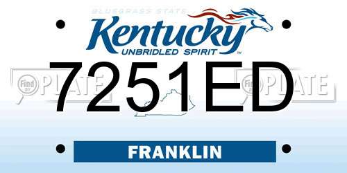 7251ED Kentucky License Plate