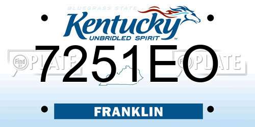7251EO Kentucky License Plate