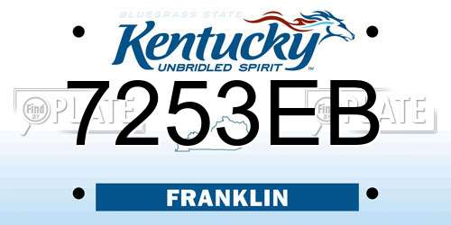 7253EB Kentucky License Plate