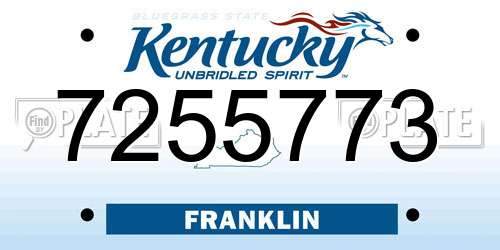 7255773 Kentucky License Plate