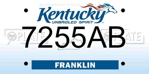 7255AB Kentucky License Plate