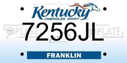7256JL Kentucky License Plate