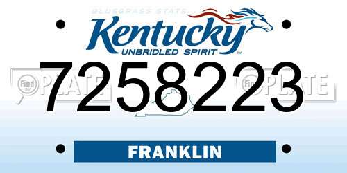 7258223 Kentucky License Plate