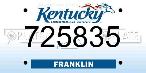 725835 Kentucky License Plate