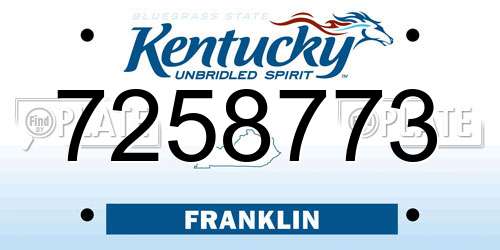 7258773 Kentucky License Plate