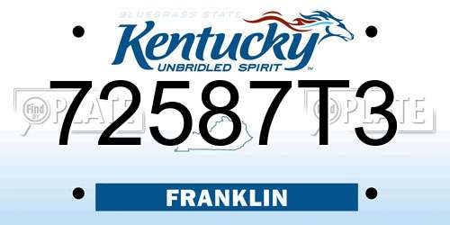 72587T3 Kentucky License Plate