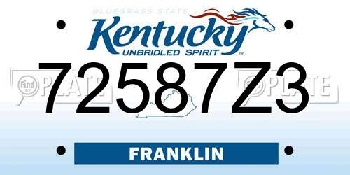 72587Z3 Kentucky License Plate