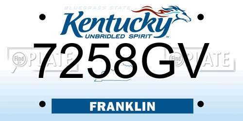 7258GV Kentucky License Plate