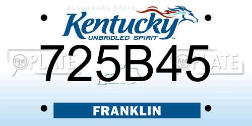725B45 Kentucky License Plate