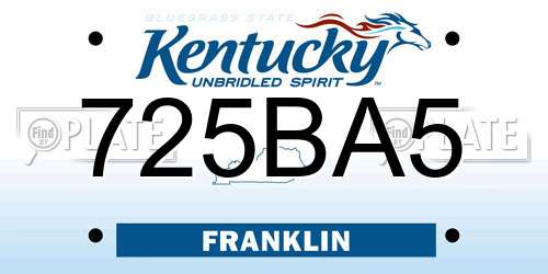 725BA5 Kentucky License Plate