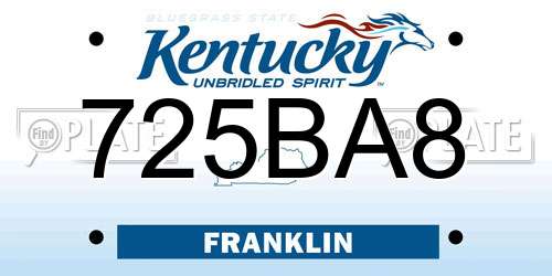 725BA8 Kentucky License Plate