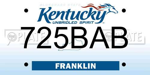 725BAB Kentucky License Plate