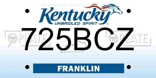 725BCZ Kentucky License Plate