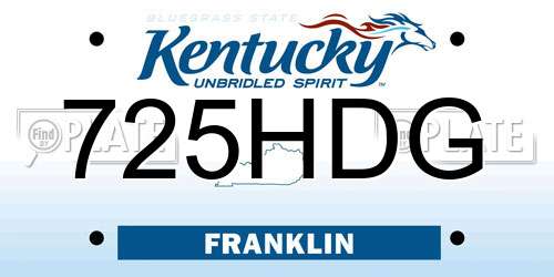 725HDG Kentucky License Plate