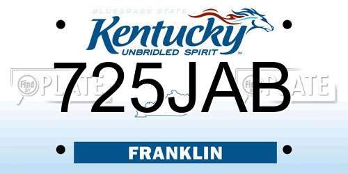 725JAB Kentucky License Plate
