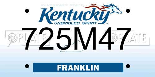 725M47 Kentucky License Plate