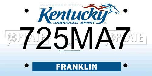 725MA7 Kentucky License Plate