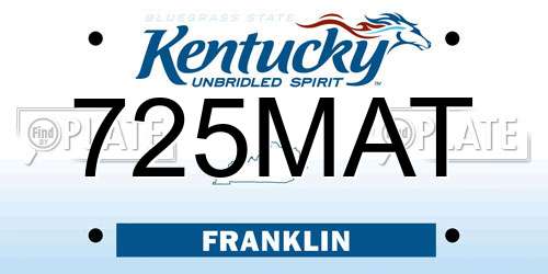 725MAT Kentucky License Plate