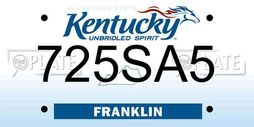 725SA5 Kentucky License Plate