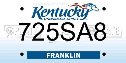 725SA8 Kentucky License Plate