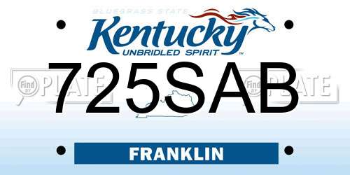 725SAB Kentucky License Plate