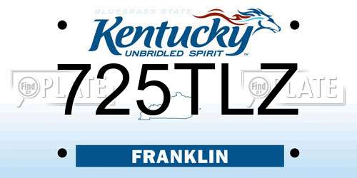 725TLZ Kentucky License Plate
