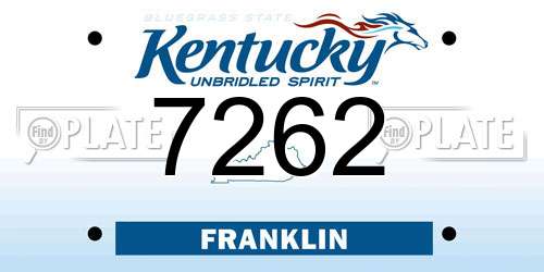 7262 Kentucky License Plate