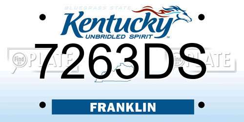 7263DS Kentucky License Plate