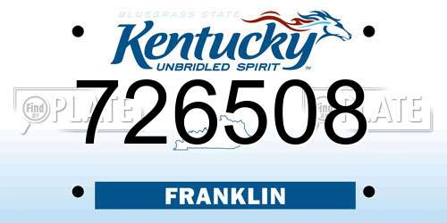 726508 Kentucky License Plate