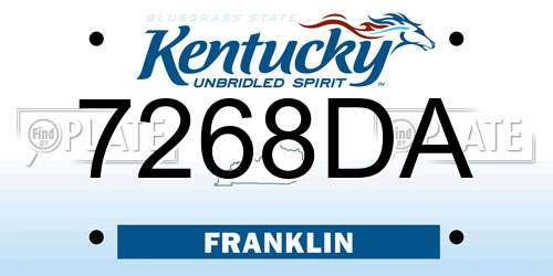 7268DA Kentucky License Plate