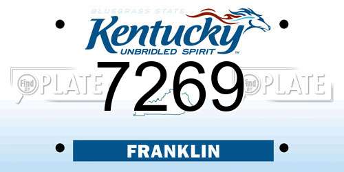 7269 Kentucky License Plate