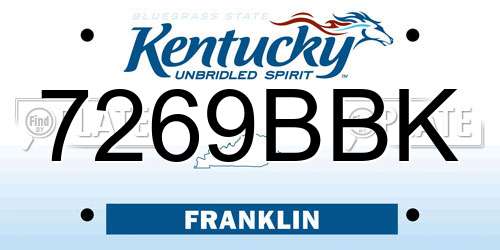 7269BBK Kentucky License Plate