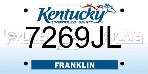 7269JL Kentucky License Plate