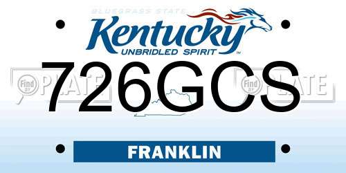 726GCS Kentucky License Plate