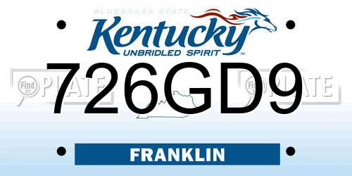 726GD9 Kentucky License Plate