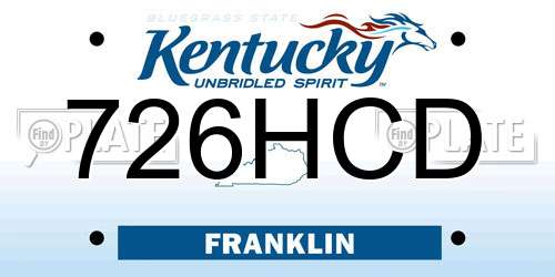 726HCD Kentucky License Plate