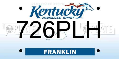 726PLH Kentucky License Plate