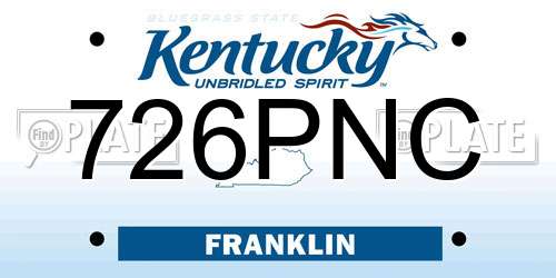 726PNC Kentucky License Plate