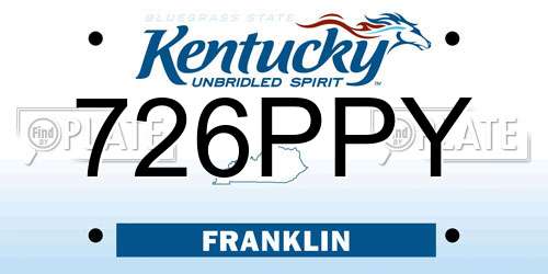 726PPY Kentucky License Plate
