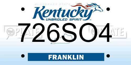 726SO4 Kentucky License Plate