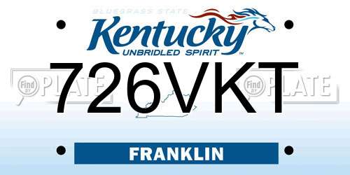 726VKT Kentucky License Plate