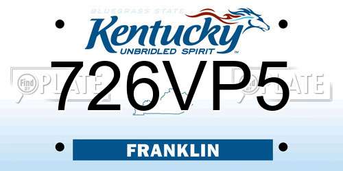 726VP5 Kentucky License Plate