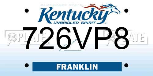 726VP8 Kentucky License Plate
