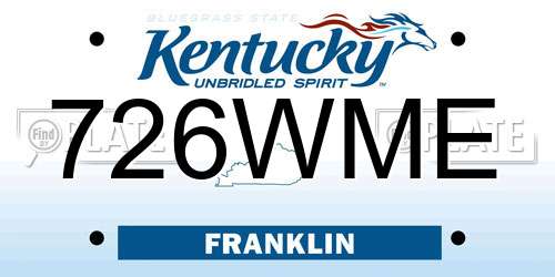 726WME Kentucky License Plate