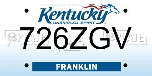 726ZGV Kentucky License Plate