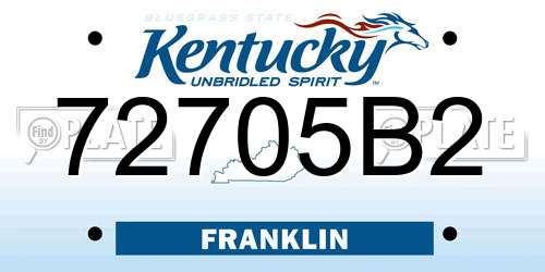 72705B2 Kentucky License Plate