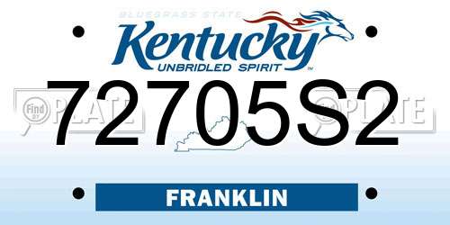 72705S2 Kentucky License Plate