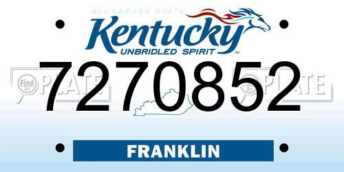 7270852 Kentucky License Plate