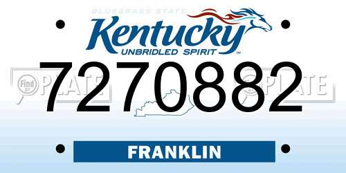 7270882 Kentucky License Plate