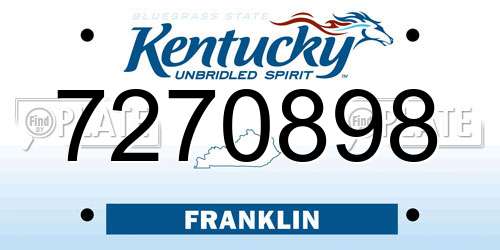 7270898 Kentucky License Plate